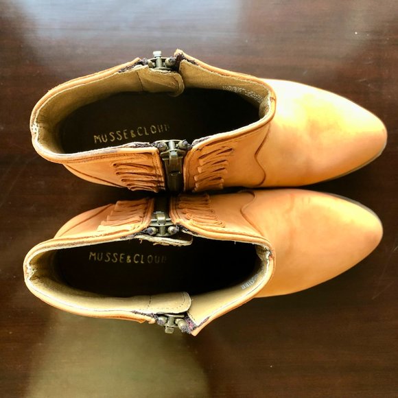 Musse & Cloud "Athya" 100% Leather Mustard Orange Western Ankle Boots - Size 6 - Picture 13 of 14